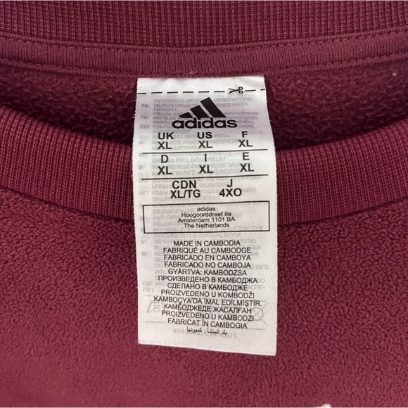 Maroon Embroidered Adidas Sports Crewneck - Picture 2 of 3